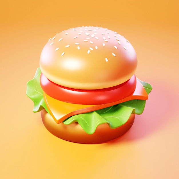 Hamburger 3d icon cartoon style