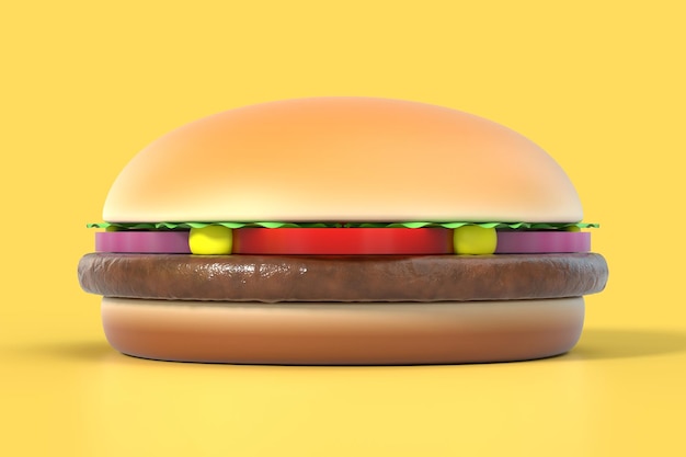 Hamburger on yellow background