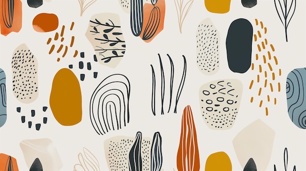 Hand drawn minimal abstract organic shapes pattern texture or background