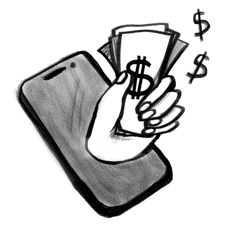 Fotografie hand holding money png sticker online shopping doodle transparent background