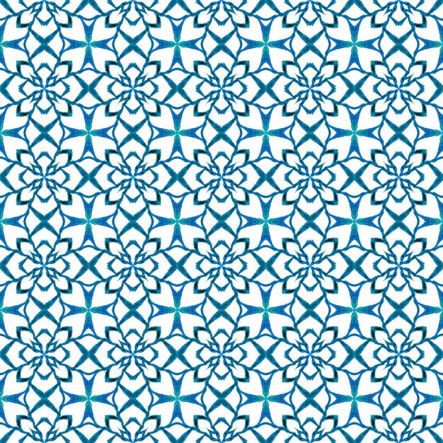 Hand painted tiled watercolor border Blue
