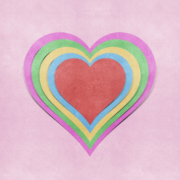 Heart  recycled papercraft on white background