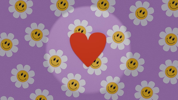 heart valentines day with flowers wall