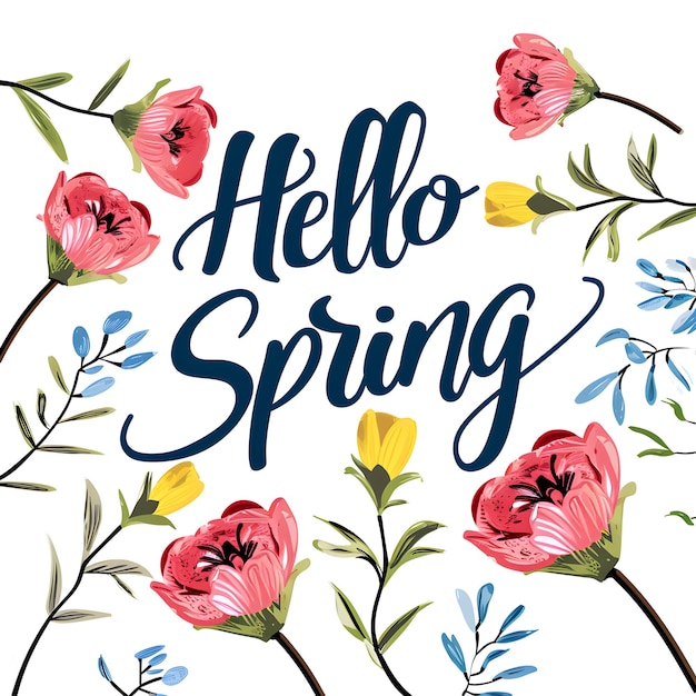 Hello spring text design Spring background