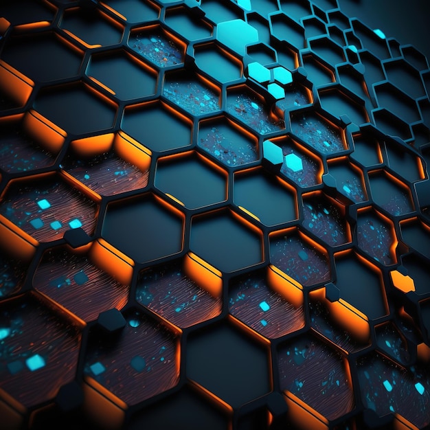 hexagon pattern blending fading high tech background Generative AI