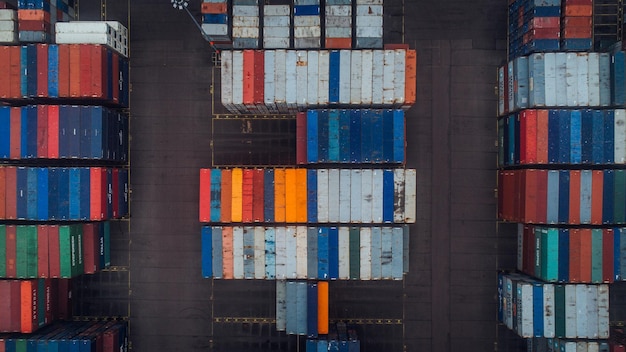 high angle view of cargo containers at warehouse
