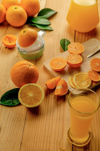 High angle view of orange fruits on table