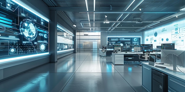 Hightech business environment with advanced automation interfaces