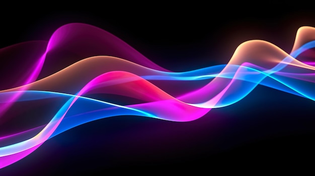 Holografické křivky neonové tekuté lesklé abstraktní