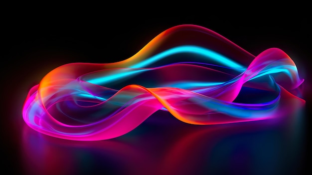 Holografické křivky neonové tekuté lesklé abstraktní
