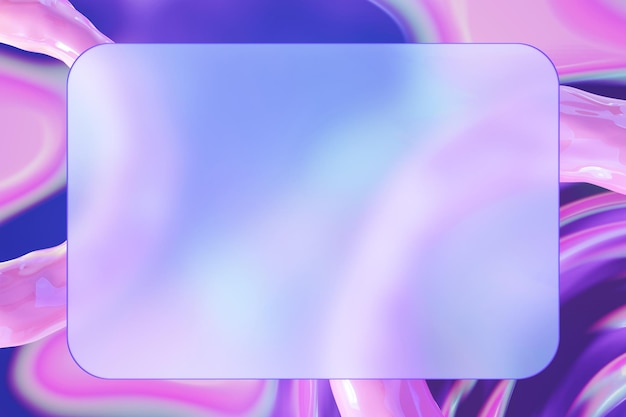 Holographic background with fluid swirls of pink and blue and central clear space for text Ideal for eyecatching advertisements vibrant graphics backgrounds Color gradient y2k style 2000s 3D