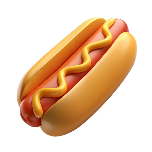 Hot dog with mustard isolated on transparent background