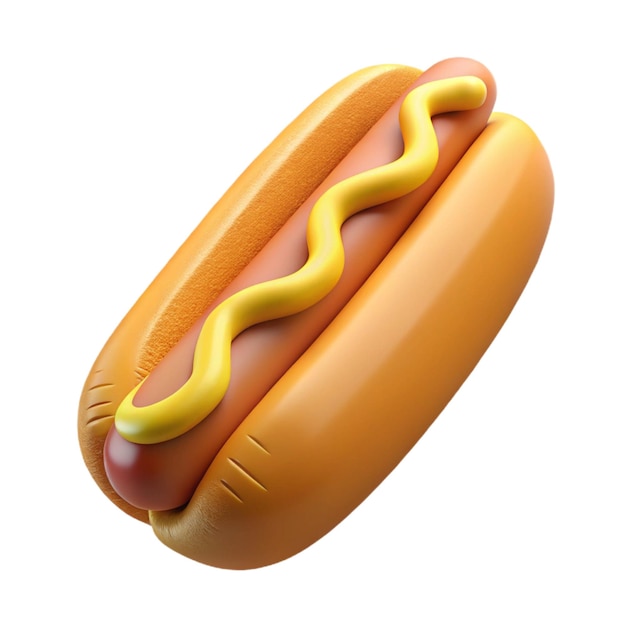 Hot dog with mustard isolated on transparent background