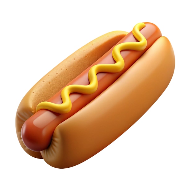 hot dog with mustard isolated on transparent background