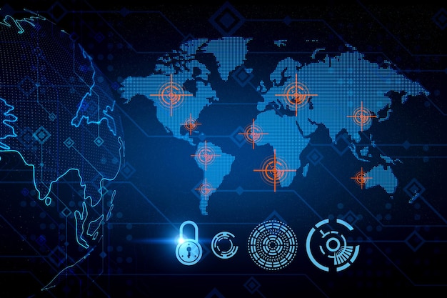 Illustration of padlock icon on dark background The concept of information security 3d rendering