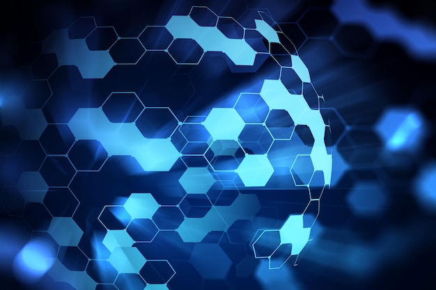 illustration of tech icons hologram drawing on dark background the concept of achivements in the science 3d rendering