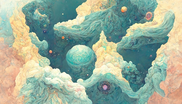 Ilustrace konceptu mapy astrálních rovin v 7 úrovních