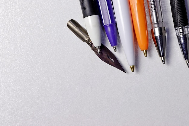 Image of modern writing pens and steel ink pen