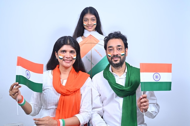 indian family celebrating independence day of india