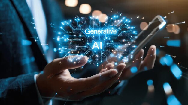 Interact with ai artificial intelligence brain processor generative ai llms