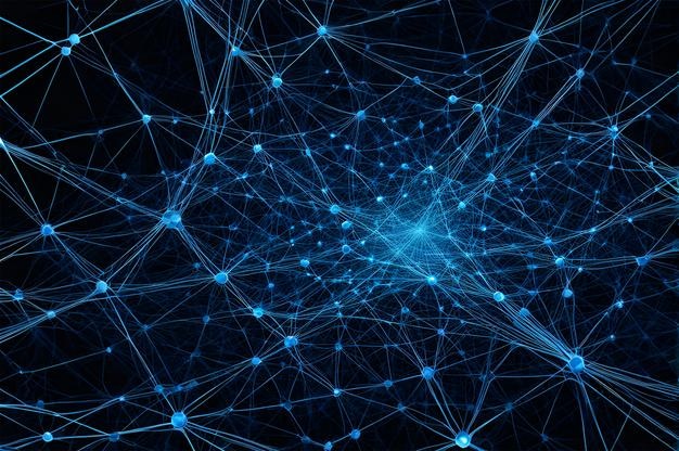 Interconnected Blue Lines and Dots
