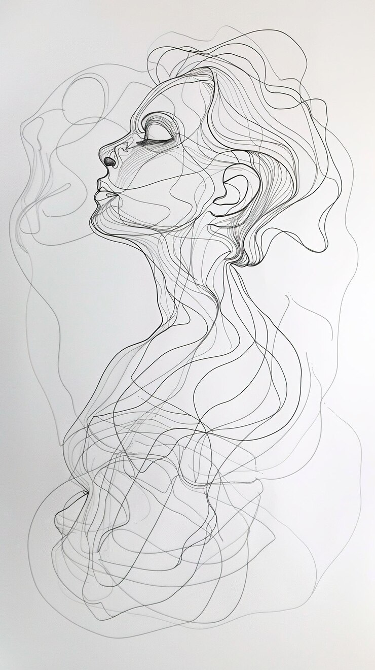 International womens day drawing of woman formed by line