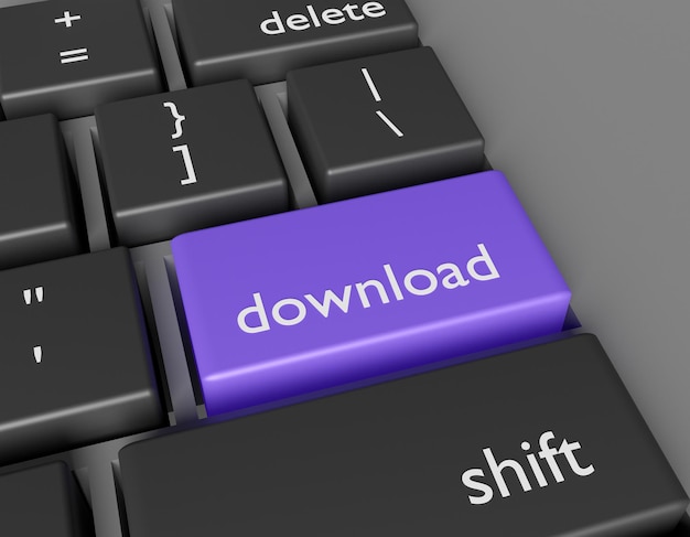 Internet concept Word Download on button of computer keyboard 3d rendering