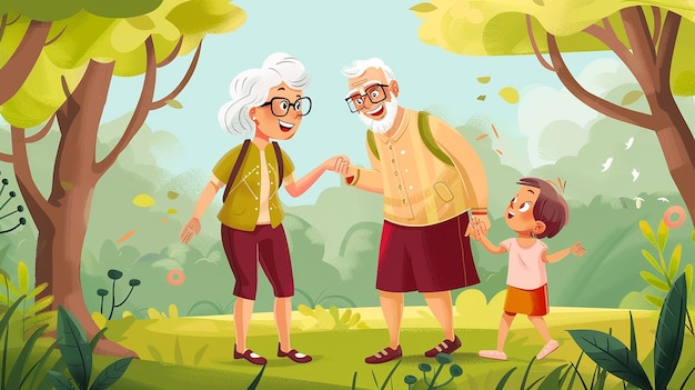 joyful grandparents with their grandchild