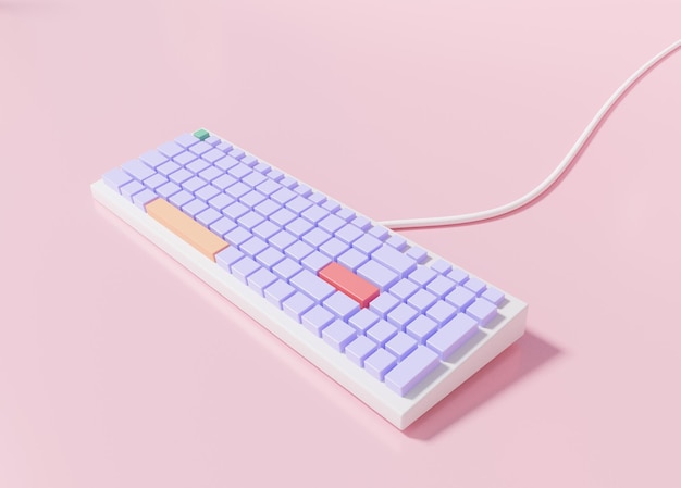 Keyboard full Minimal style pink background. use in graphic design, Find people or stories on the internet and social media. Information Networking Concept. 3d render