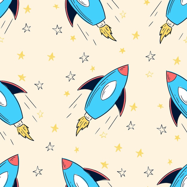Kids pattern hand drawn stars vector illustration