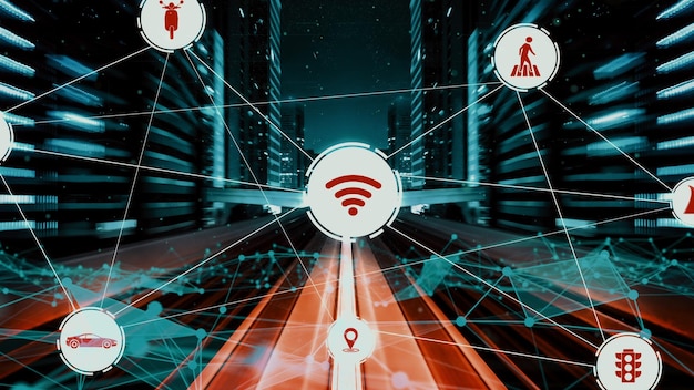 Koncepce chytré dopravní technologie pro budoucí automobilovou dopravu na nové městské silnici