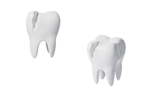 Koncept ústní hygieny a zdraví zubů, 3D renderování