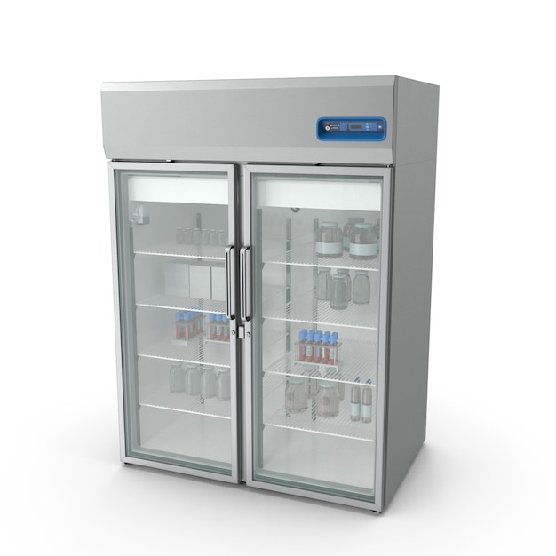 Laboratory Refrigerator with Glass Doors for Medical and Scientific Use