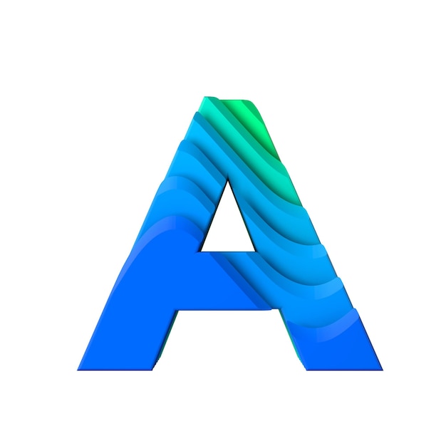 letter a layered wave effect character type 3d rendering