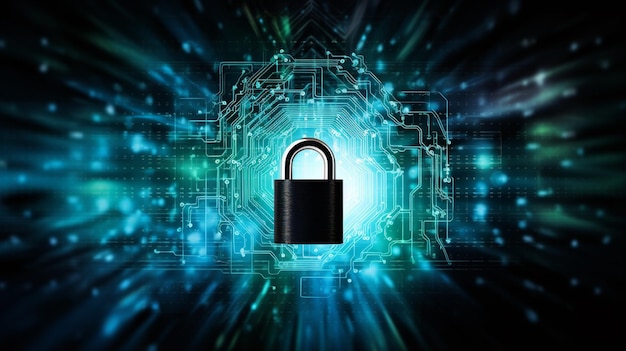 lock security concept with abstract technology background