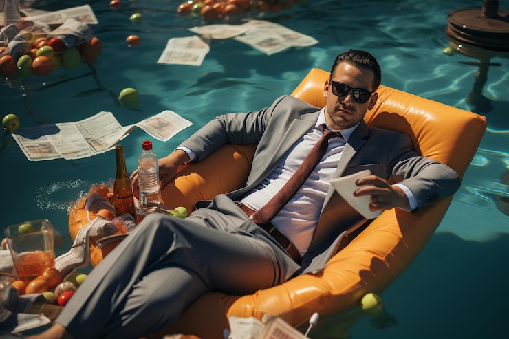 Fotografie lounging by the pool generative ai