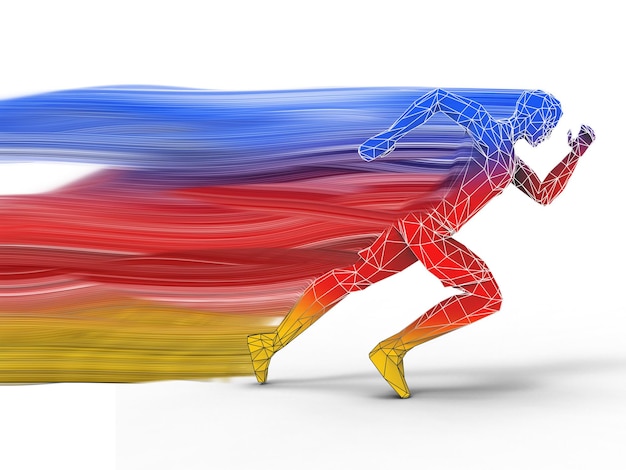 Low polygon running man speed trails effect