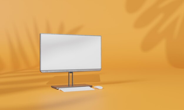 Maketa obrazovky s barevným pozadím stěny se stínem, volný prostor, 3D rendering