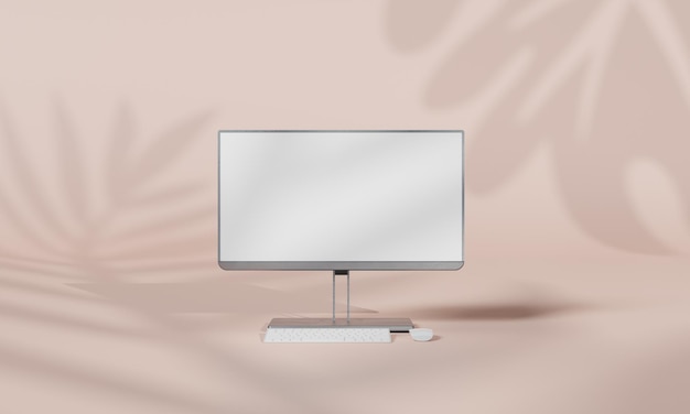 Maketa obrazovky s barevným pozadím stěny se stínem, volný prostor, 3D rendering