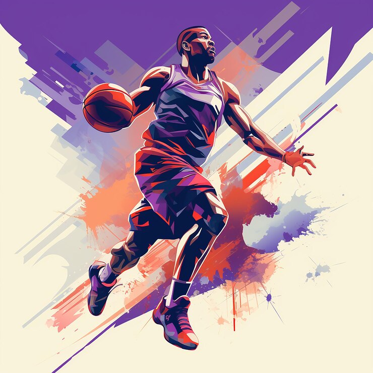 Fotografie man basketball player flat design vector illustration