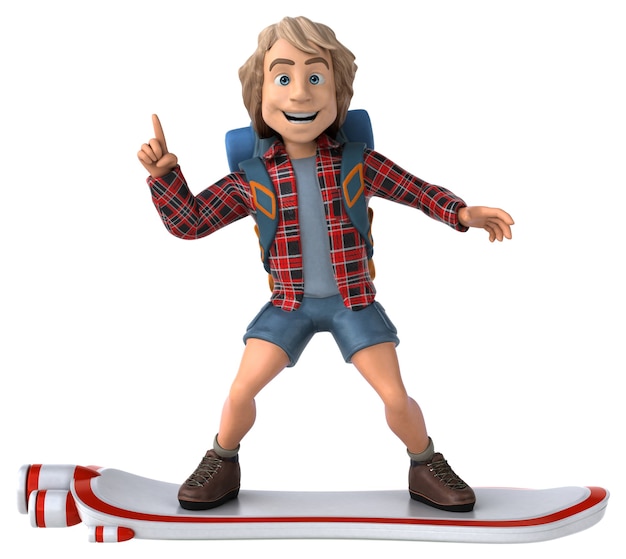 man solo traveling backpacker - 3d illustration