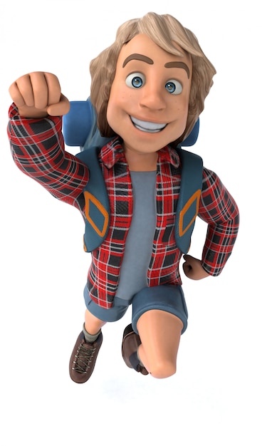 man traveling backpacker animation