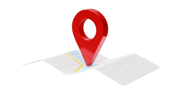 map and red pin pointer location isolated on white travel navigation gps concept