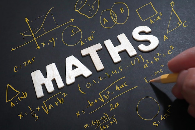 Math text words typography written on wooden life and educational concept