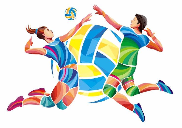 Fotografie men and woman volleyball concept illustration