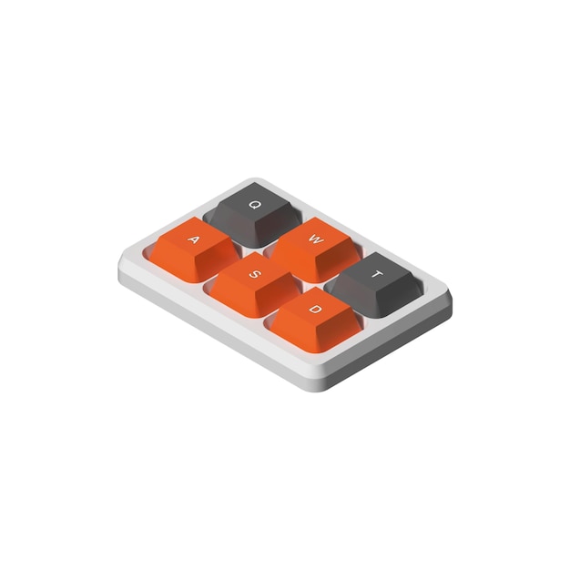 Miniature keyboard model Gaming buttons 3D Rendering