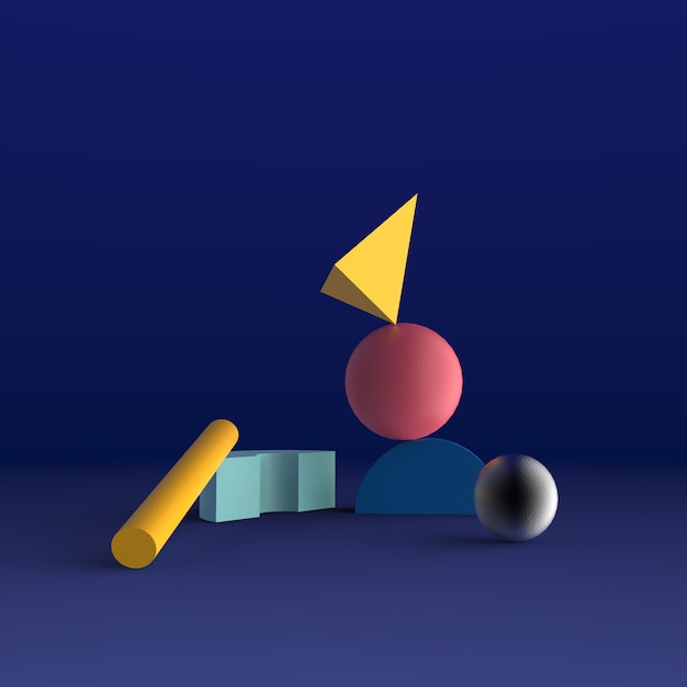 Minimal abstract background 3d rendering  geometric shape