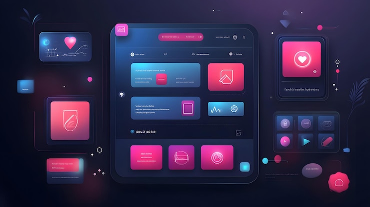 Fotografie minimalist ui design with flat icons and soft gradients website interface concept digital platform aesthetic