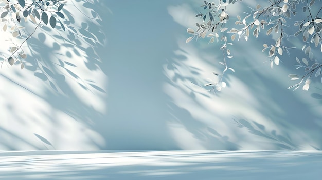 Minimalistic abstract gentle light blue background for product presentation with light and intricate