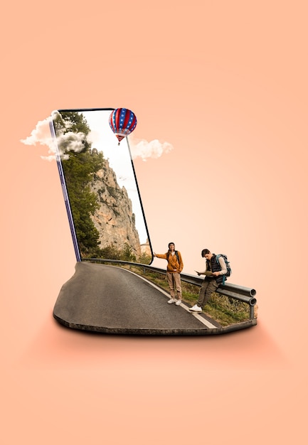 mobile phone screen frame travel collage
